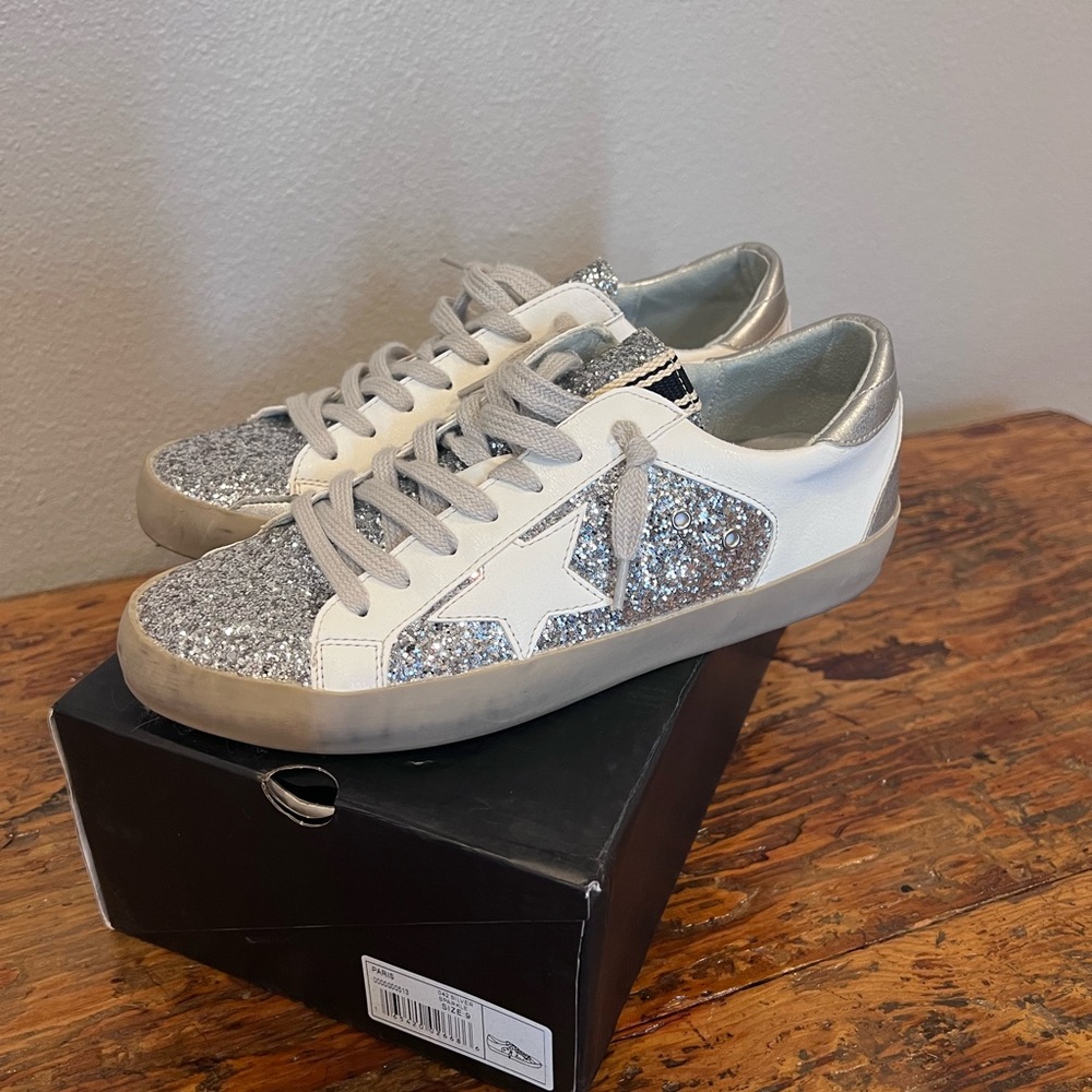 Shu Shop Paris silver sparkle sneakers